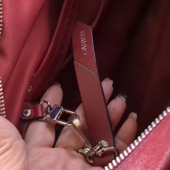 DANIER* lg red soft genuine leather crossbody multi pouch double zippered bag - Picture 12 of 17